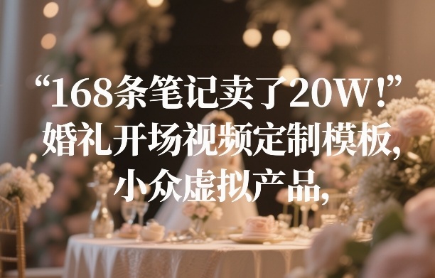 168条笔记卖了20W!婚礼开场视频定制模板,小众虚拟产品-汇课新知资源网