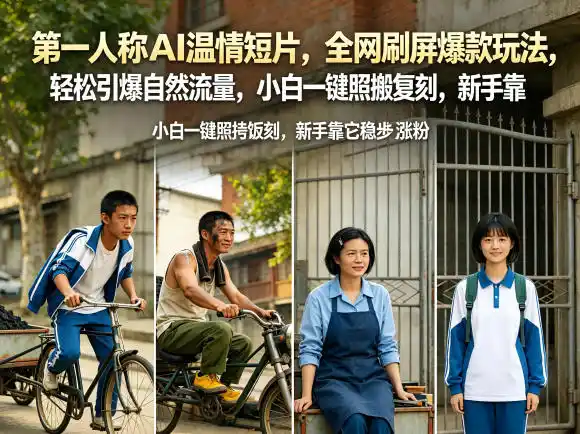 第一人称AI温情短片,全网刷屏爆款玩法,轻松引爆自然流量,小白一键照搬复刻,新手靠它稳步涨粉-汇课新知资源网