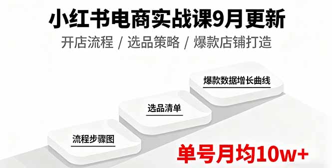 小红书电商实战课9月更新，开店流程/选品策略/爆款店铺打造，单号月均10w+-汇课新知资源网