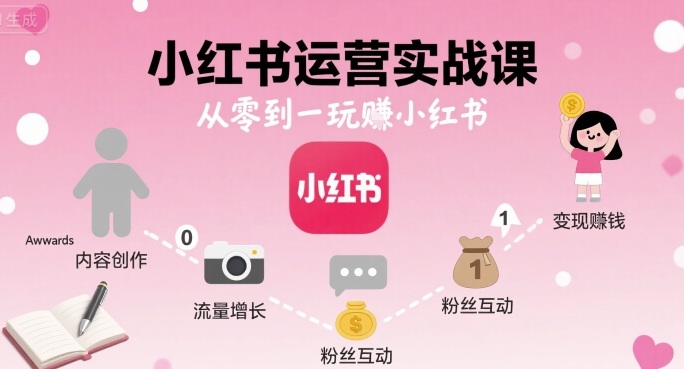 小红书运营实战课，从零到一玩賺小红书-汇课新知资源网