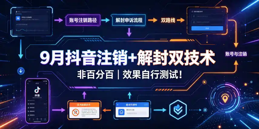 9月抖音注销+解封双技术,非百分百,效果自行测试!-汇课新知资源网