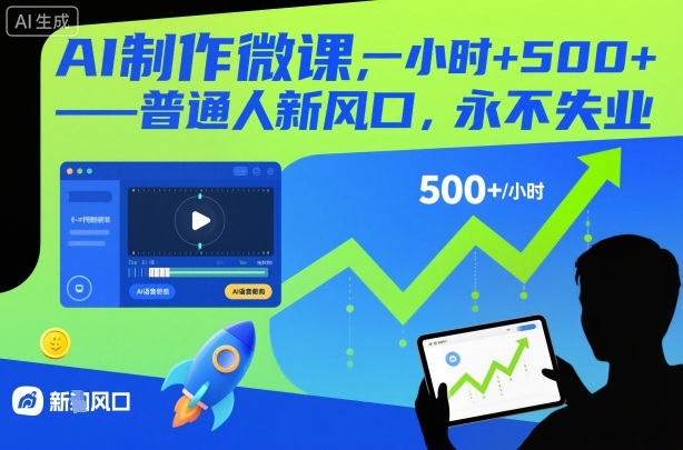 AI制作微课,一小时5张+,普通人新风口,永不失业-汇课新知资源网