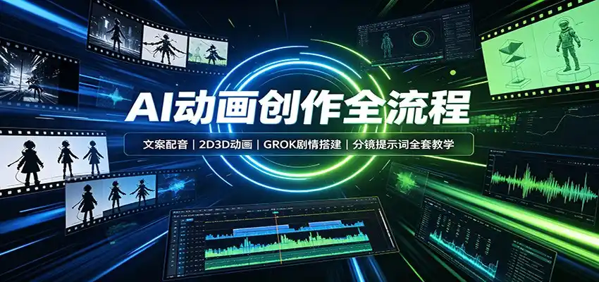 AI动画创作全流程:文案配音,2D3D动画,GROK剧情搭建,分镜提示词全套教学-汇课新知资源网