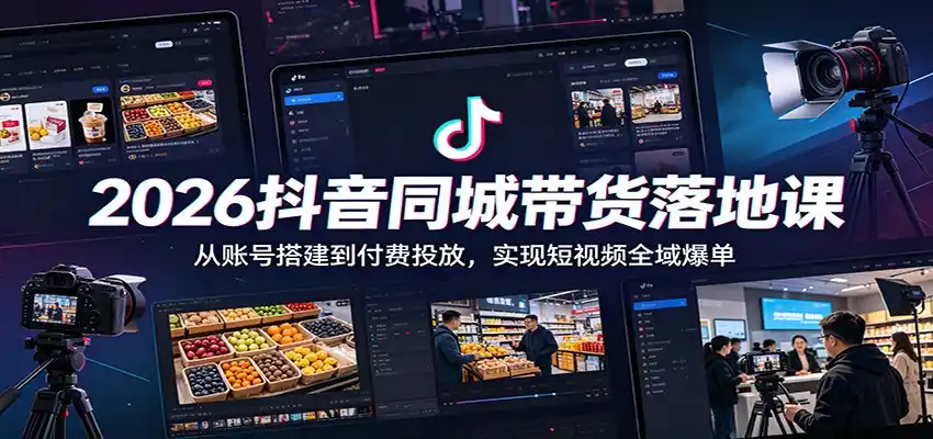 2026抖音同城带货落地课：从账号搭建到付费投放，实现短视频全域爆单-汇课新知资源网