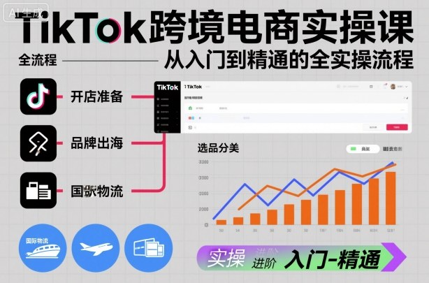 TikTok跨境电商实操课,从入门到精通的全实操流程-汇课新知资源网