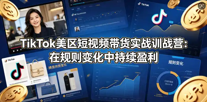 TikTok美区短视频带货实战训战营:在规则变化中持续盈利-汇课新知资源网