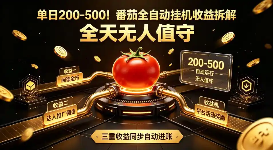 单日200-500!番茄全自动挂G收益拆解,全天无人值守,矩阵操作收益翻倍【揭秘】-汇课新知资源网