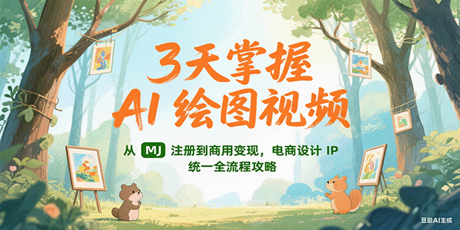 3天掌握AI绘图视频，从MJ 注册到商用变现，电商设计IP统一全流程攻略-汇课新知资源网