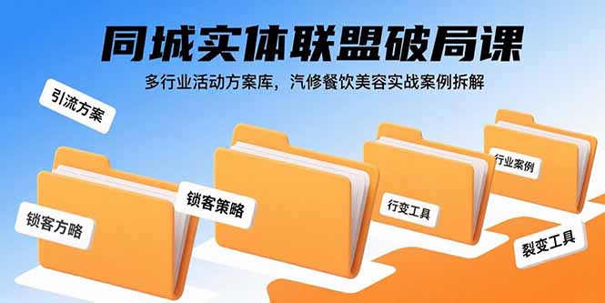 同城实体联盟破局课,多行业活动方案库,汽修餐饮美容实战案例拆解-汇课新知资源网