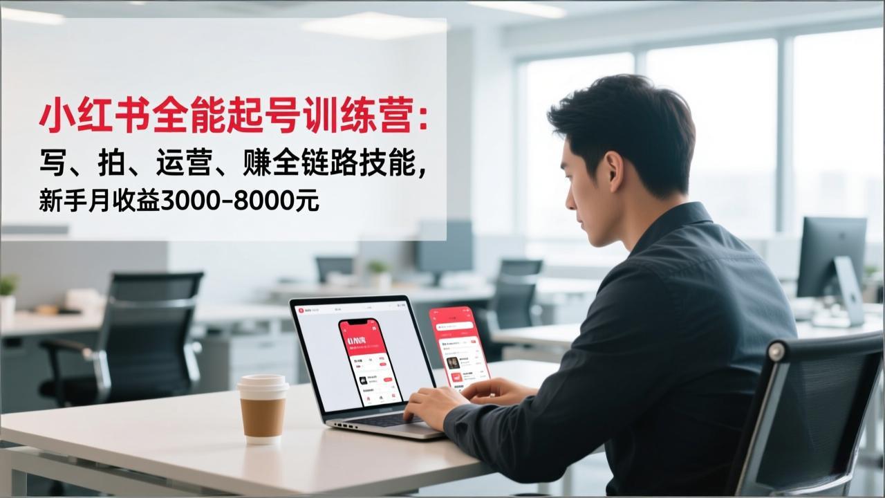 小红书全能起号训练营:写、拍、运营、赚全链路技能,新手月收益3000-8000元-汇课新知资源网