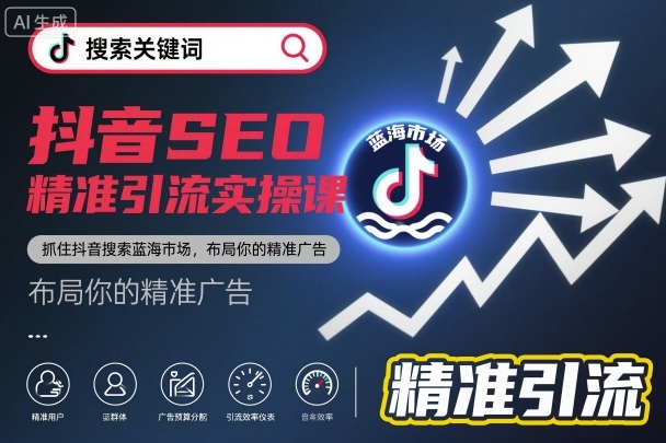 抖音SEO精准引流实操课,抓住抖音搜索蓝海市场,布局你的精准广告-汇课新知资源网