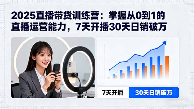 2025直播带货训练营:掌握从0到1的直播运营能力,7天开播30天日销破万-汇课新知资源网