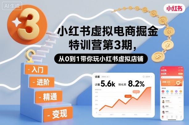 小红书虚拟电商掘金特训营第3期,从0到1带你玩小红书虚拟店铺-汇课新知资源网