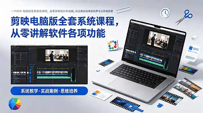剪映电脑版全套系统课程,从零讲解软件各项功能,结合海量实战案例培养专业剪辑思维-汇课新知资源网