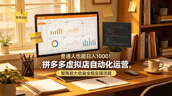 普通人也能日入 1000！拼多多虚拟店自动化运营，矩阵放大收益全程实操流程-汇课新知资源网
