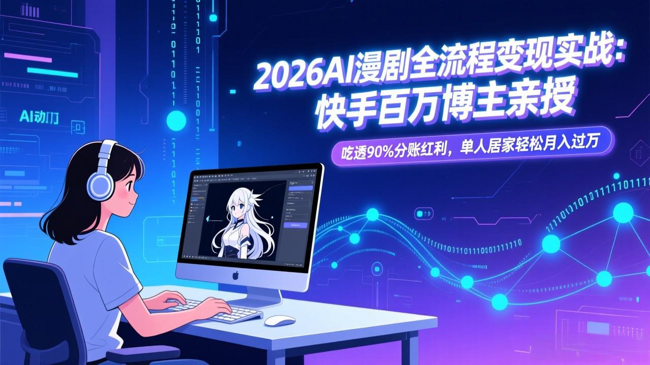 2026AI漫剧全流程变现实战：快手百万博主亲授，吃透90%分账红利，单人居家轻松月入过万-汇课新知资源网