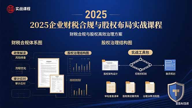 （15802期）2025企业财税合规与股权布局的实战课程：财税合规与股权高效治理方案