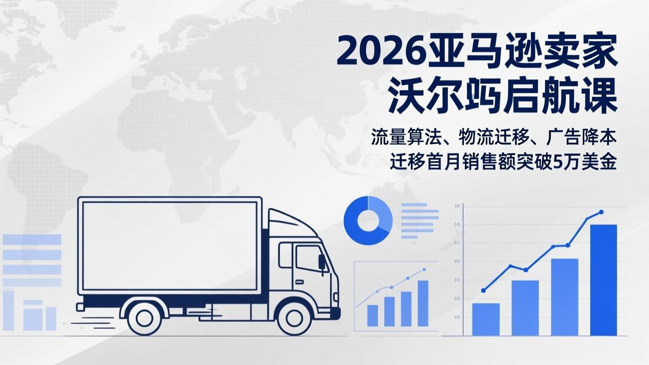 2026亚马逊卖家沃尔玛启航课,流量算法、物流迁移、广告降本,迁移首月销售额突破5万美金-汇课新知资源网