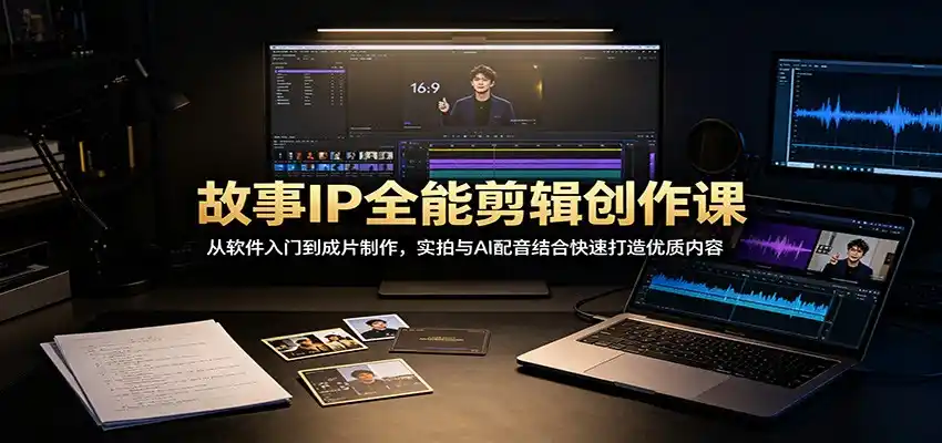 故事IP全能剪辑创作课：从软件入门到成片制作，实拍与AI配音结合快速打造优质内容-汇课新知资源网