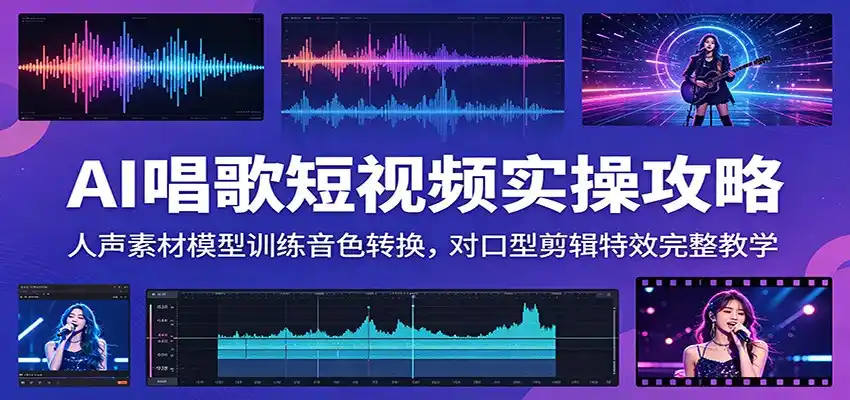 AI唱歌短视频实操攻略:人声素材模型训练音色转换,对口型剪辑特效完整教学-汇课新知资源网