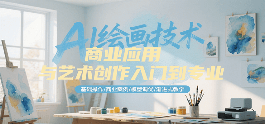 AI绘画技术商业应用与艺术创作入门到专业，基础操作/商业案例/模型调优/渐进式教学-汇课新知资源网