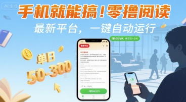 手机就能搞！零撸阅读挂G，最新平台，一键自动运行，随时随地挣，单日50-3张+【揭秘】-汇课新知资源网