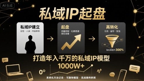 私域IP起盘，私域ip建立、起盘、高转化，打造年入千万的私域ip模型-汇课新知资源网