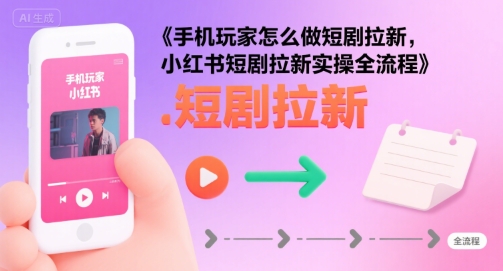 手机玩家怎么做短剧拉新，小红书短剧拉新实操全流程-汇课新知资源网