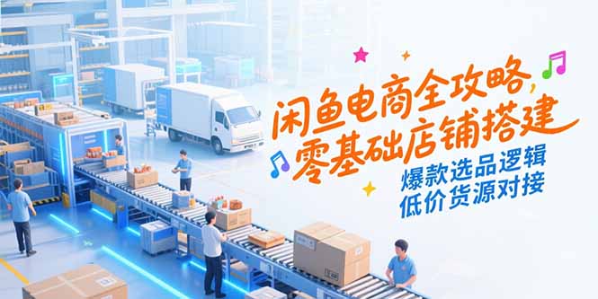 闲鱼电商全攻略，零基础店铺搭建，爆款选品逻辑，低价货源对接-汇课新知资源网