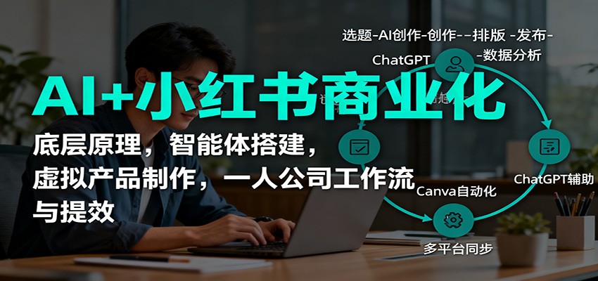 AI+小红书商业化,底层原理,智能体搭建,虚拟产品制作,一人公司工作流与提效-汇课新知资源网