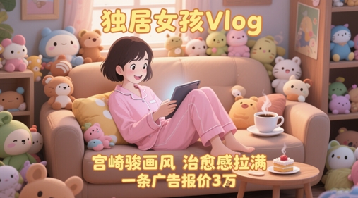 单个账号涨粉71W！用AI制作独居女孩Vlog，宫崎骏画风，治愈感拉满，一条广告报价3W-汇课新知资源网