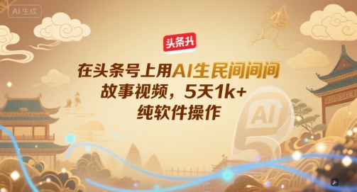 在头条号上用AI生民间故事视频，5天1k+，纯软件操作-汇课新知资源网