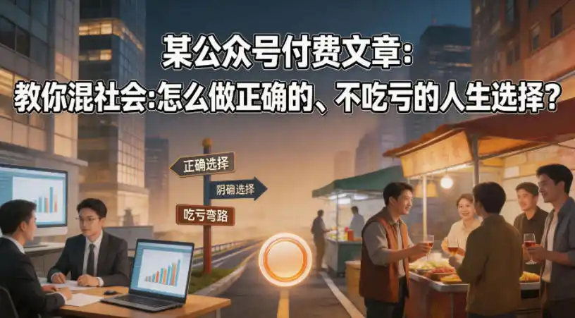 某公众号付费文章:教你混社会:怎么做正确的、不吃亏的人生选择?-汇课新知资源网