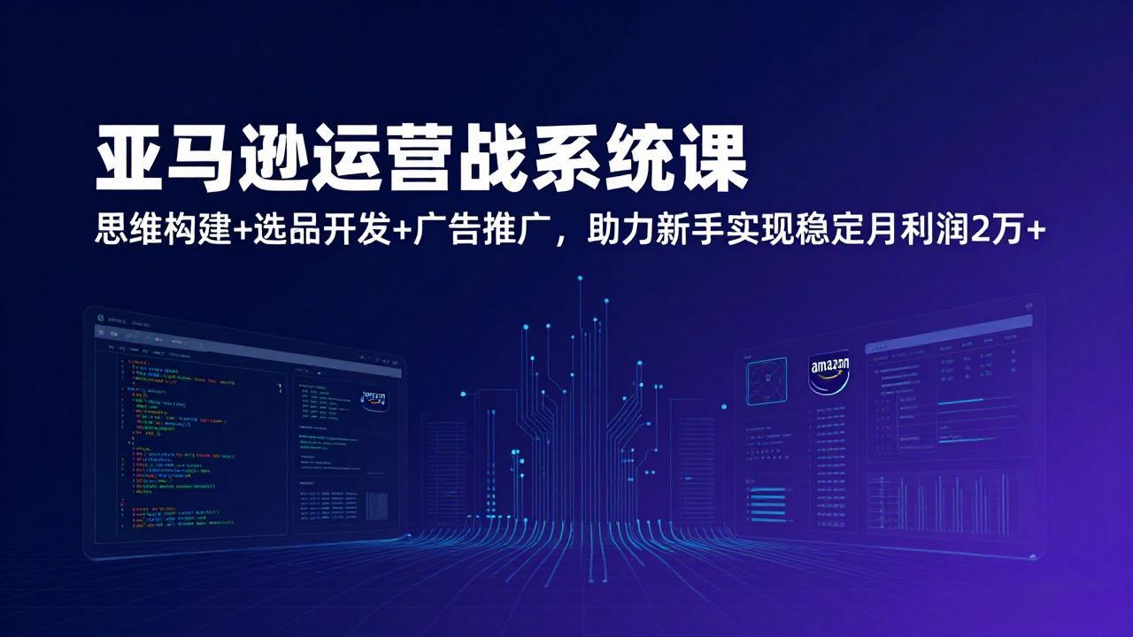 亚马逊运营实战系统课，思维构建+选品开发+广告推广，助力新手实现稳定月利润2万+(更新-汇课新知资源网