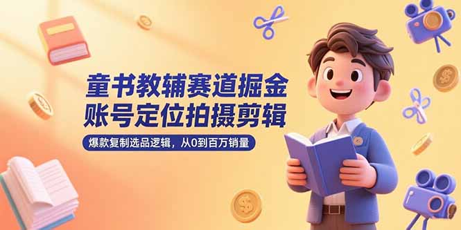 童书教辅赛道掘金，账号定位拍摄剪辑，爆款复制选品逻辑，从0到百万销量-汇课新知资源网