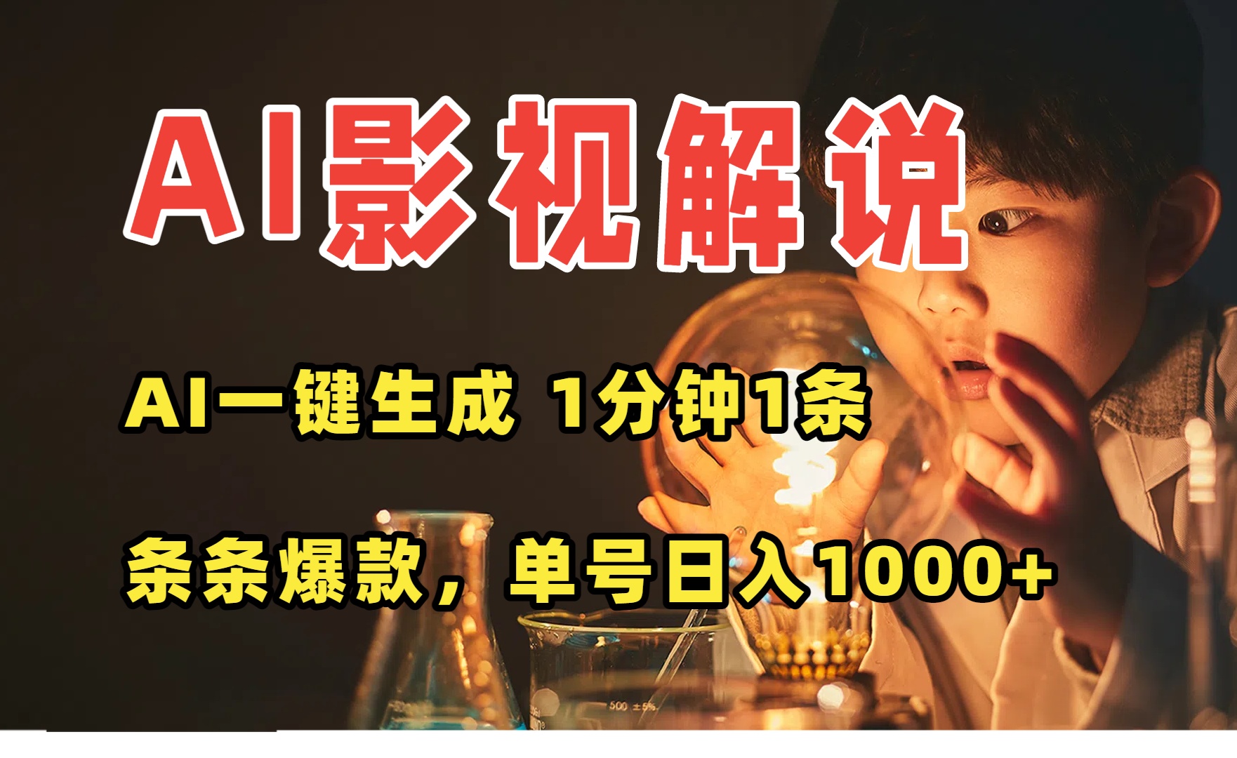 AI一键生成影视解说视频，无需剪辑1分钟1条，条条爆款，多平台变现日入…-汇课新知资源网