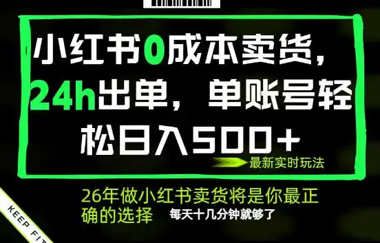 小红书0成本AI卖货，24小时出单，全流程托管，保底日入500+，每天十几分钟就够了【揭秘】-汇课新知资源网