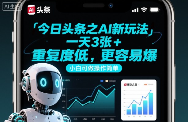 今日头条之AI新玩法,一天3张+,重复度低,更容易爆,小白可做操作简单-汇课新知资源网