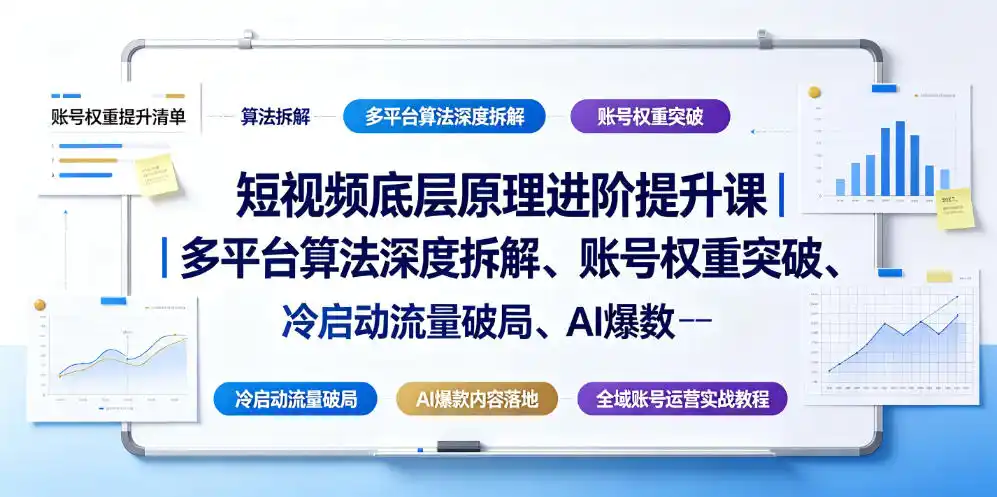 短视频底层原理进阶提升课|多平台算法深度拆解、账号权重突破、冷启动流量破局、AI爆款内容落地与全域账号运营实战教程-汇课新知资源网