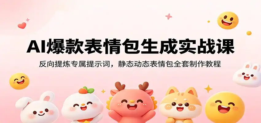 AI爆款表情包生成实战课:反向提炼专属提示词,静态动态表情包全套制作教程-汇课新知资源网