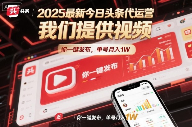 2025最新今日头条代运营,我们提供视频,你一键发布,单号月入1W【揭秘】-汇课新知资源网