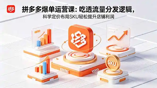 拼多多爆单运营实战课:吃透流量分发逻辑,科学定价布局SKU轻松提升店铺利润-汇课新知资源网