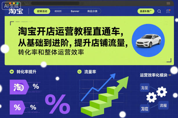 淘宝开店运营教程直通车,从基础到进阶,提升店铺流量,转化率和整体运营效率(更新11月)-汇课新知资源网