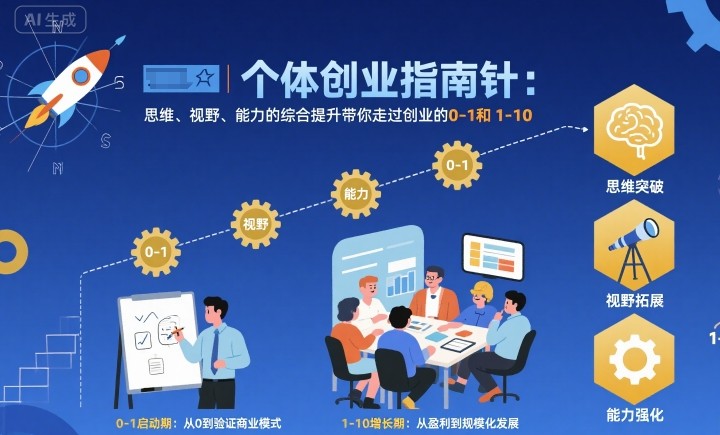 个体创业指南针，思维、视野、能力的综合提升带你走过创业的0-1和1-10【音频】-汇课新知资源网