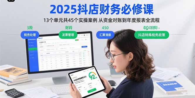 2025抖店财务必修课:13个单元共45个实操案例 从资金对账到年度报表全流程-汇课新知资源网