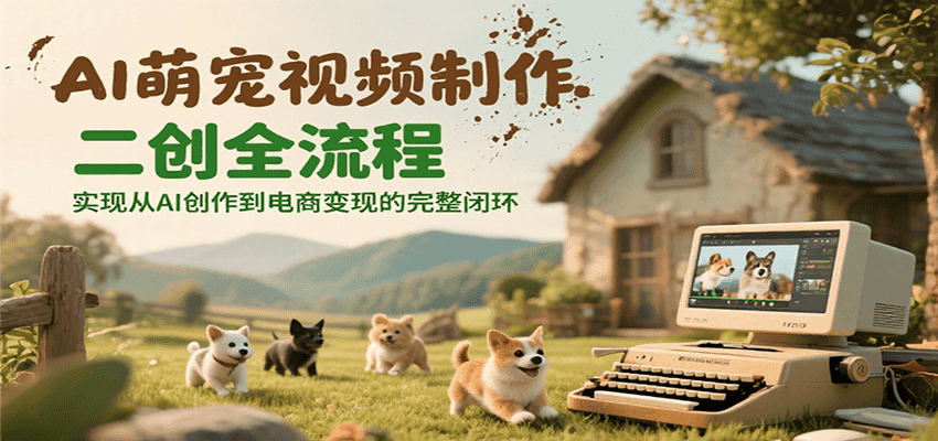 AI萌宠视频制作二创全流程，实现从AI创作到电商变现的完整闭环-汇课新知资源网