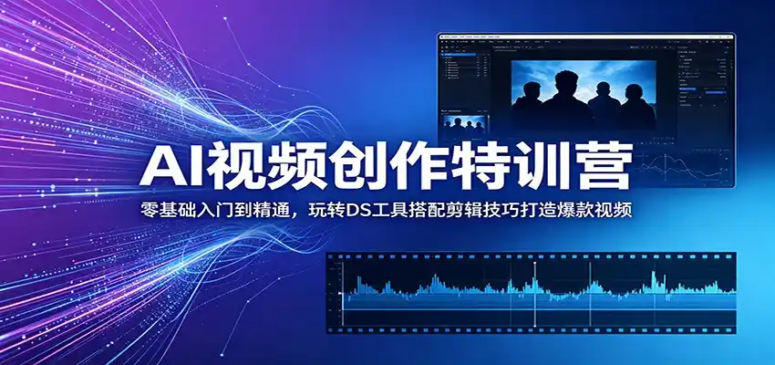 AI视频创作特训营：零基础入门到精通，玩转DS工具搭配剪辑技巧打造爆款视频-汇课新知资源网