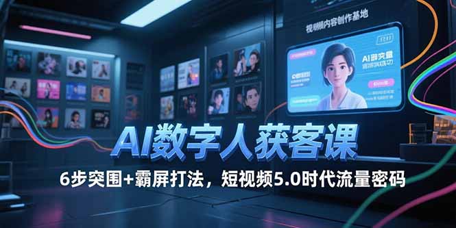 AI数字人获客课，6步突围+霸屏打法，短视频5.0时代流量密码-汇课新知资源网