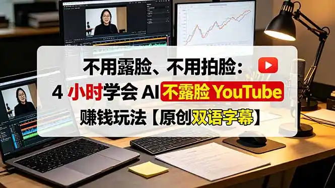 不用露脸、不用拍脸:4 小时学会 AI 不露脸 YouTube 赚钱玩法【原创双语字幕】-汇课新知资源网