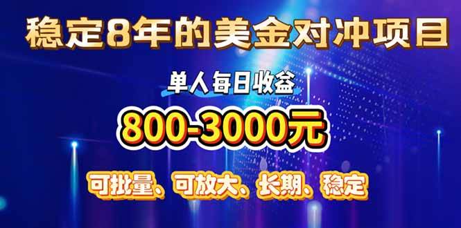 (15782期)稳定8年的美金对冲创业项目,单人每日收益800-3000,小众暴力项目-汇课新知资源网